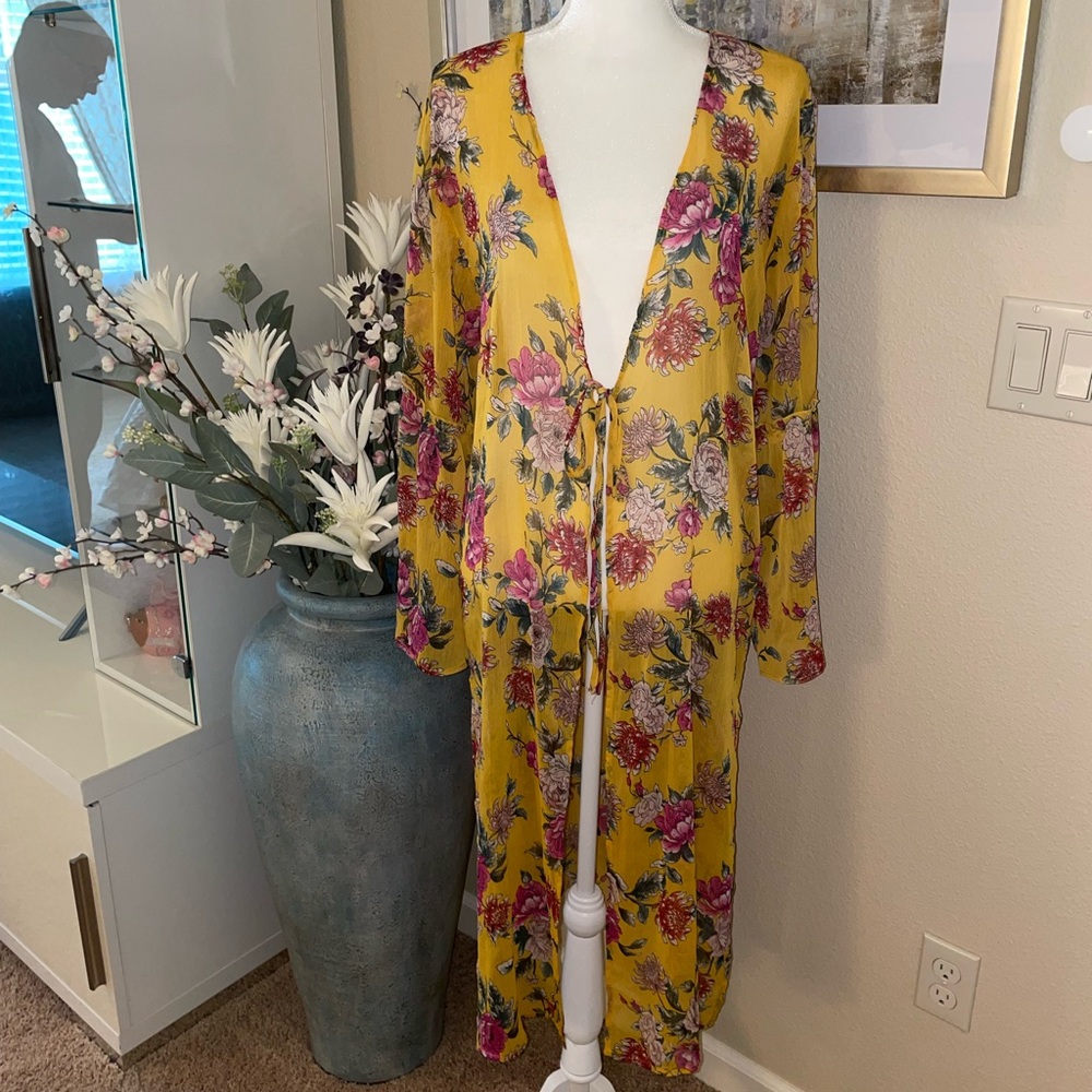 Band of Gypsies flowery yellow long summer kimono